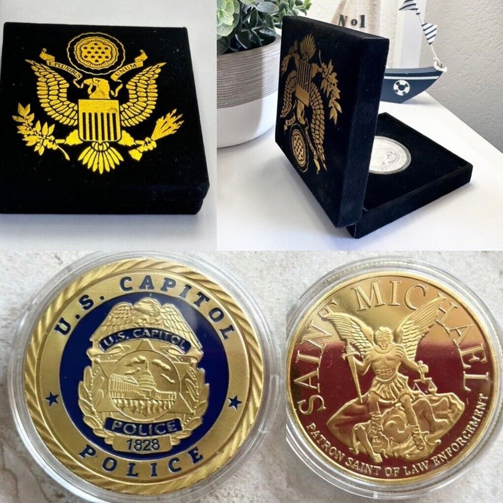 UNITED STATES US CAPITOL POLICE-Washington DC Challenge Coin With Velvet Case