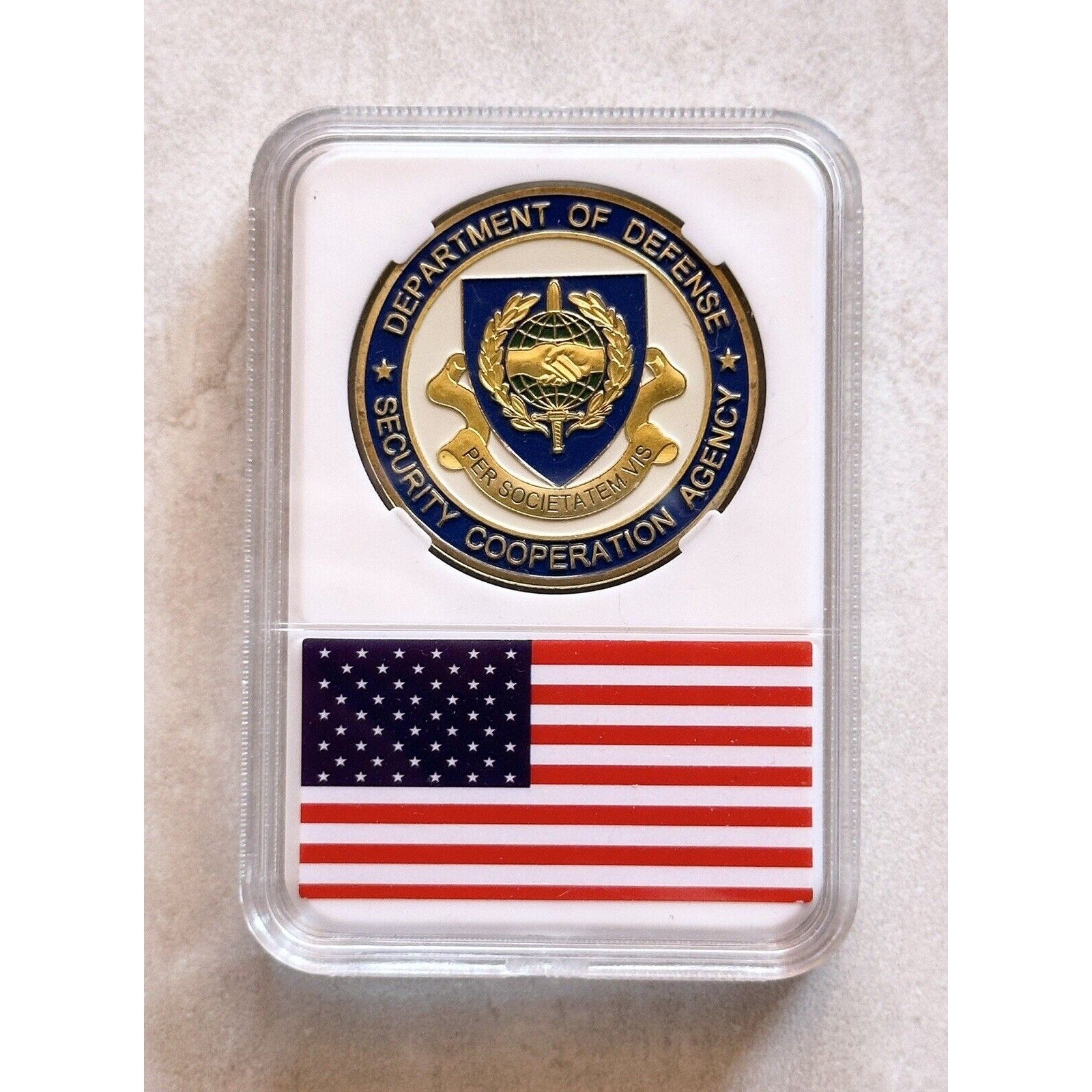 Department of Defense Security Cooperation Agency (DSCA) Challenge Coin W/ Case