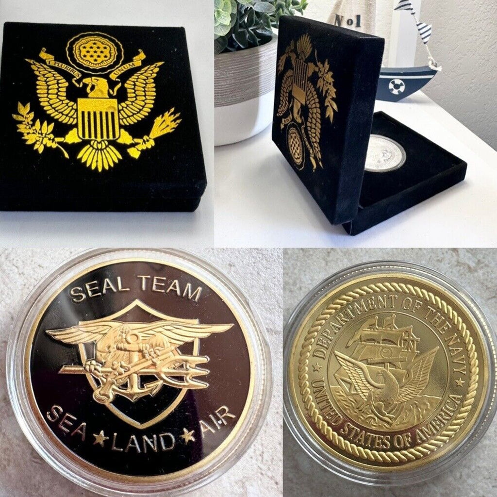 US Navy Seal Team SEA LAND AIR Military Challenge Coin With Special Velvet Case