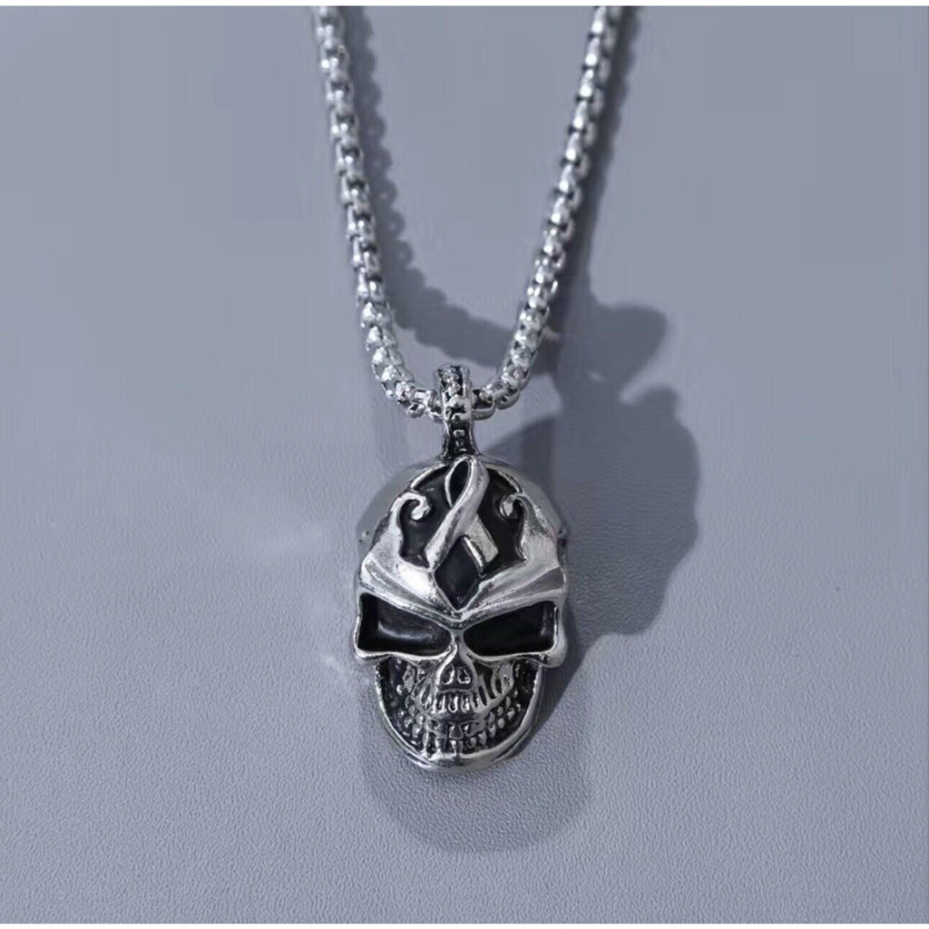 Gothic Mens Biker Skull Pendant Necklace Pop Men Stainless Steel Chain Silver US