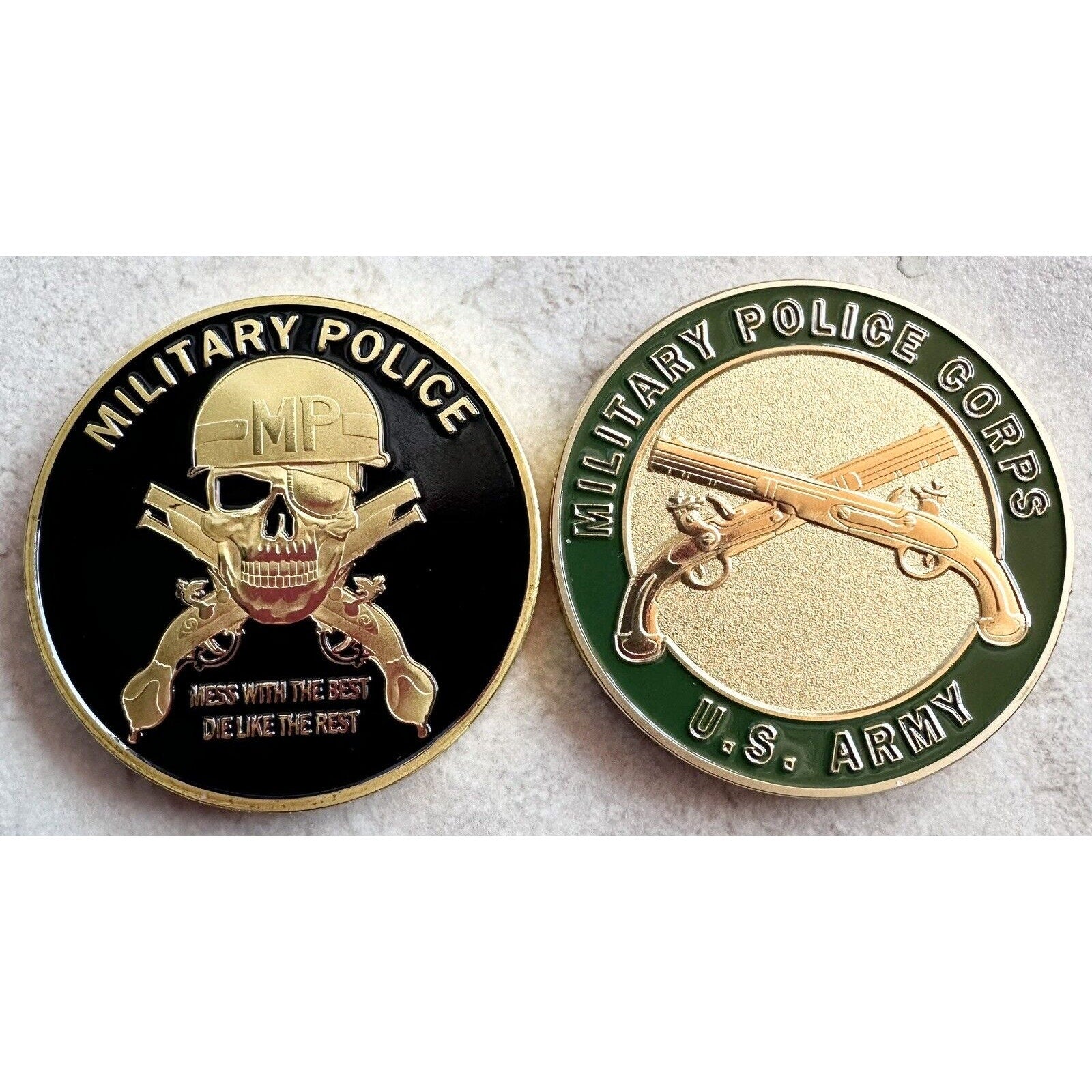 2 pcs United States Military Police Corps MP officer US Army challenge coin