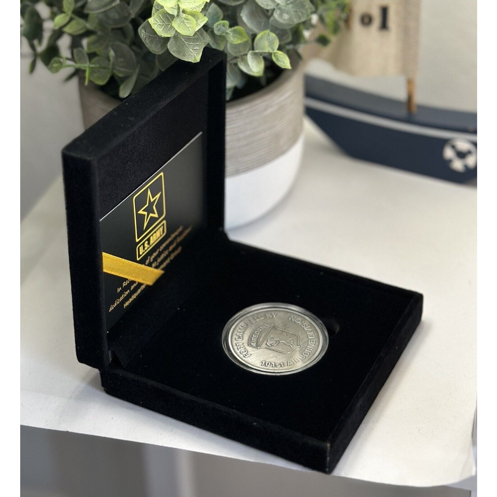 US ARMY "THIS WE'LL DEFEND " Challenge Coin With Special Army Velvet Case