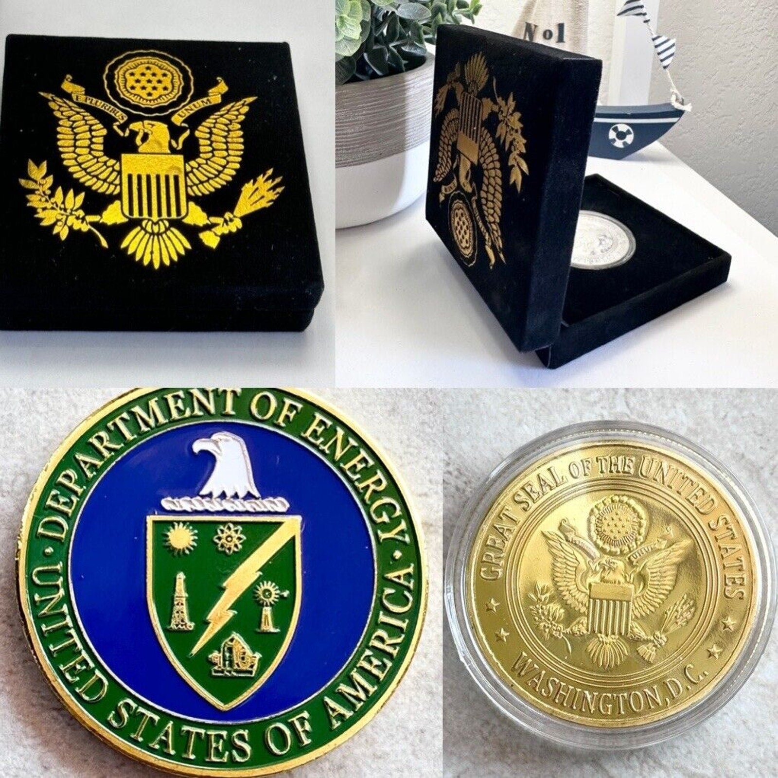 United States Department of Energy (DOE) Challenge Coin with velvet case