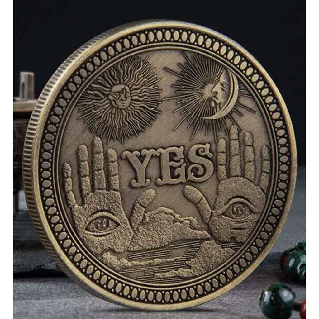 No Ouija Gothic Prediction Decision Coin All Seeing Eye or Death Angel Challenge