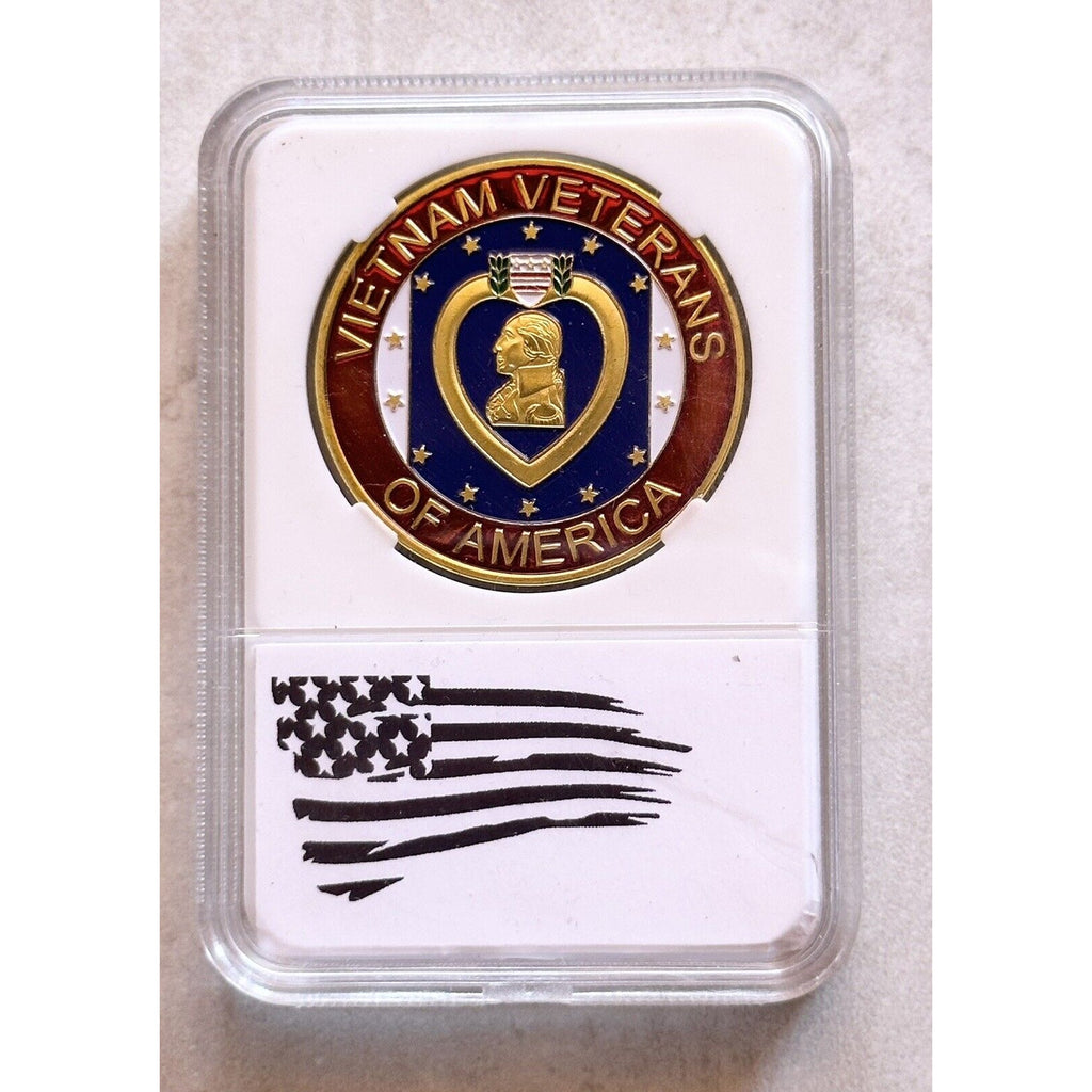 VIETNAM VETERANS OF AMERICA (Purple Heart) Challenge Coin With Case