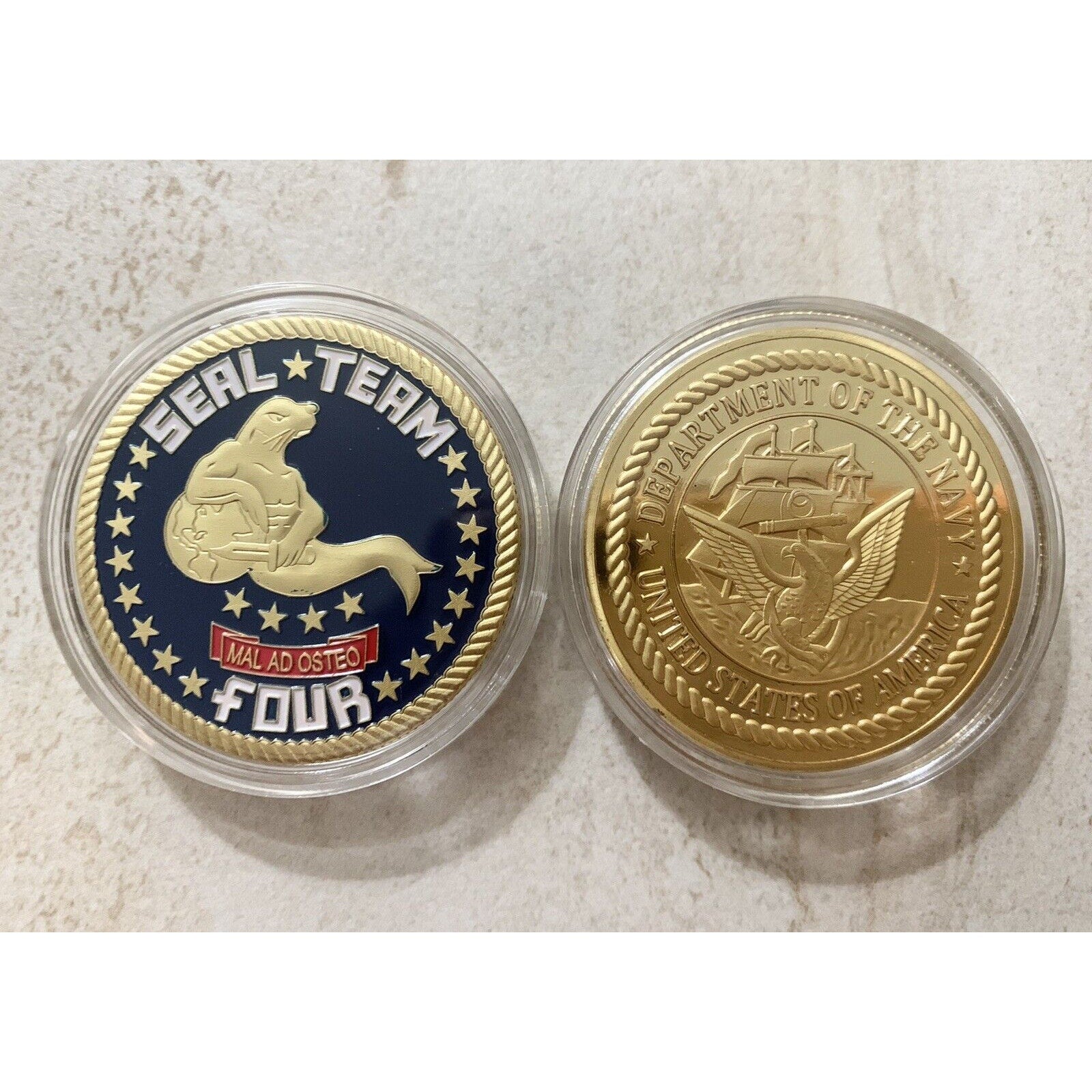 Seal Team 4 FOUR- US NAVY NAVAL SPECIAL WARFARE USN GROUP CHALLENGE COIN w case
