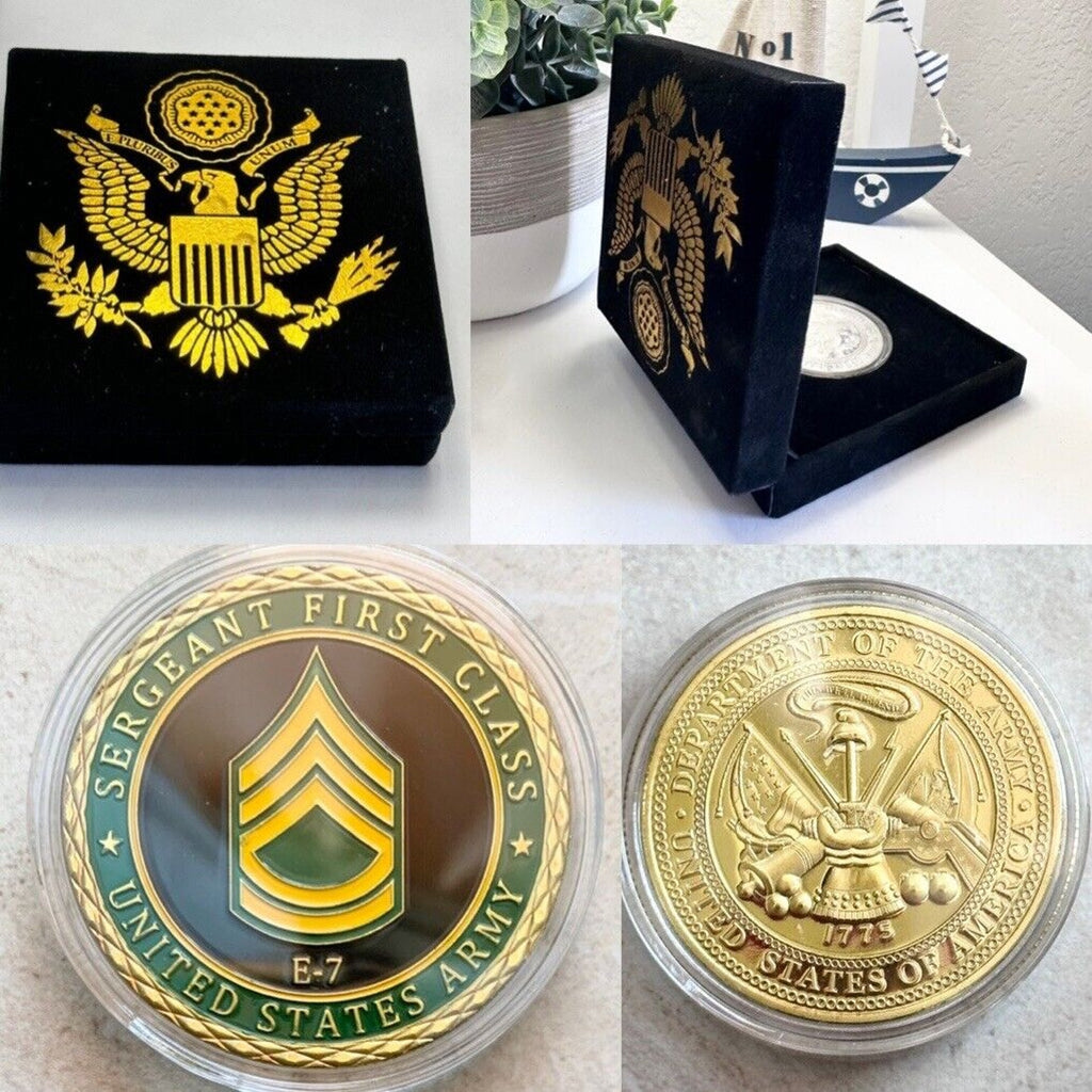 UNITED STATES ARMY E-7 SFC SERGEANT FIRST CLASS Challenge Coin with Velvet Case