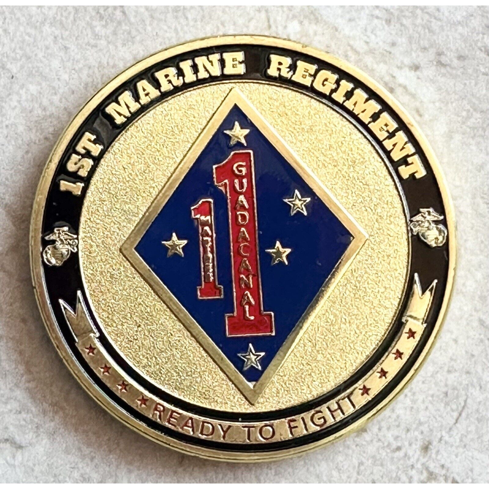 US MARINE CORPS - 1st MARINE REGIMENT Challenge Coin with velvet box