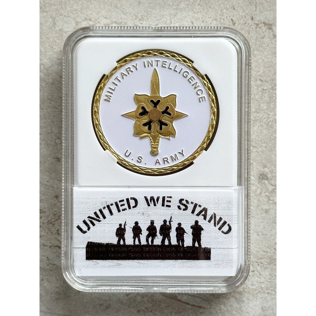 US Army MILITARY INTELLIGENCE Challenge Coin With Case