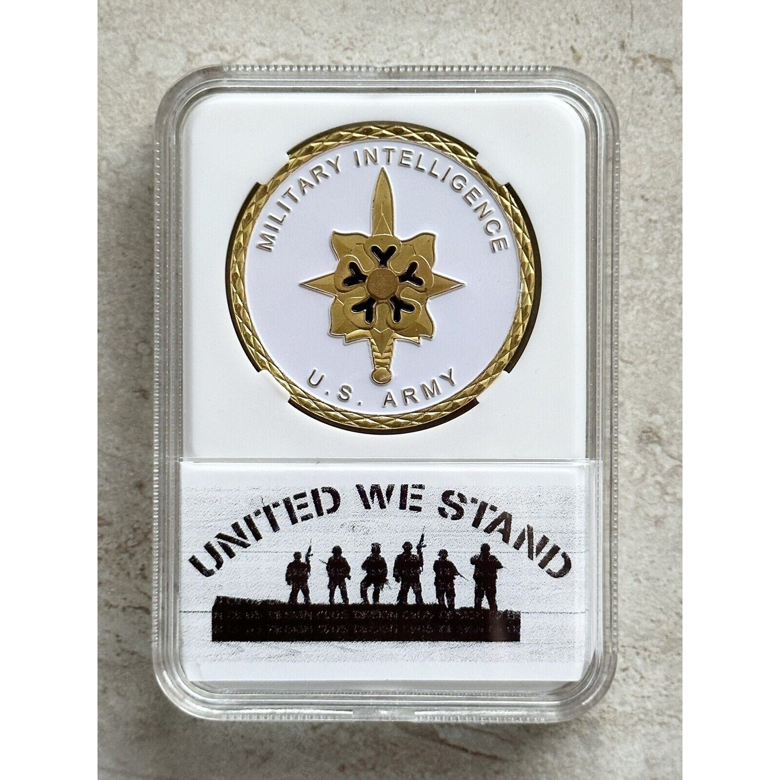 US Army MILITARY INTELLIGENCE Challenge Coin With Case