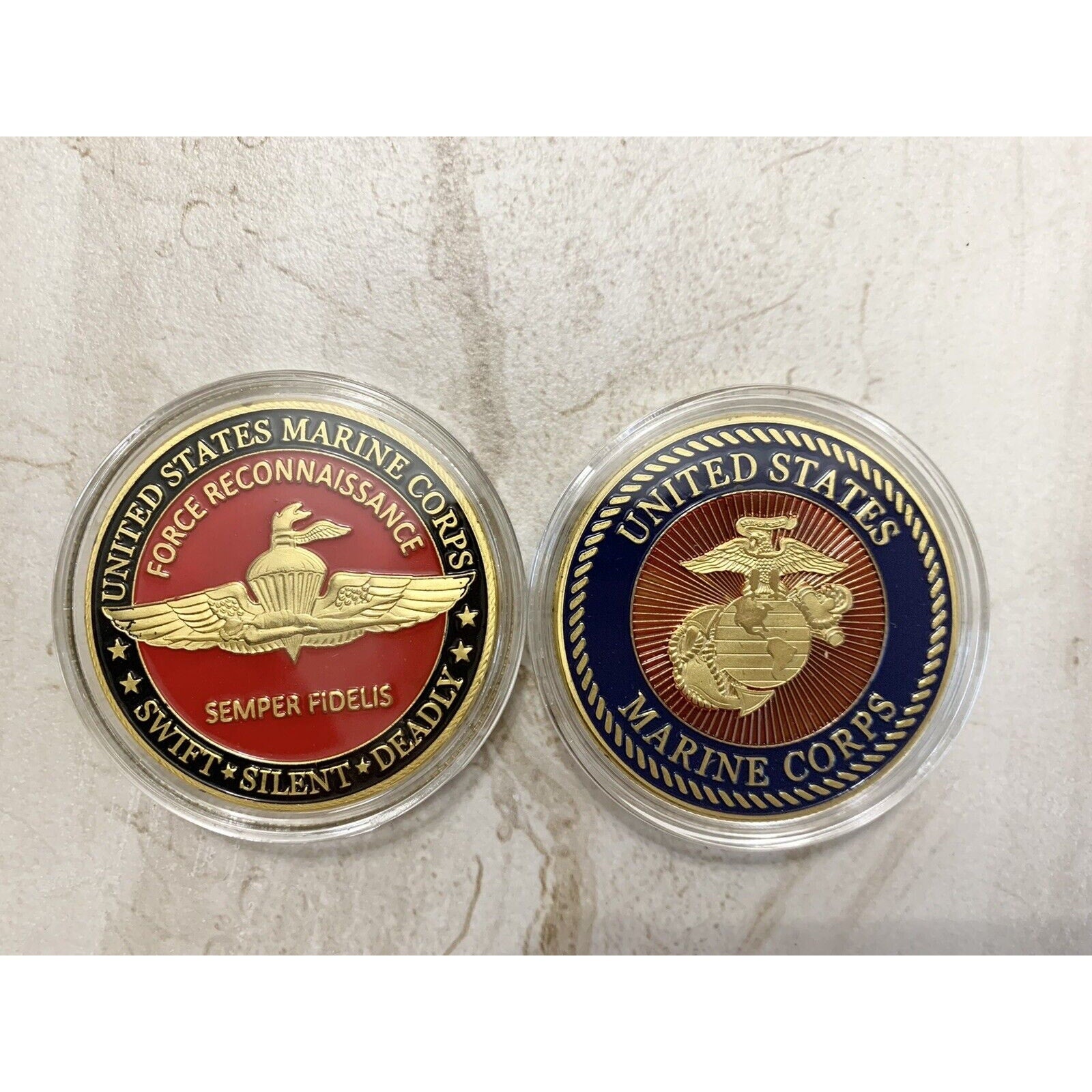 U.S. Marine Corps Force Reconnaissance Semper Fidelis Swift Silent Deadly Coin