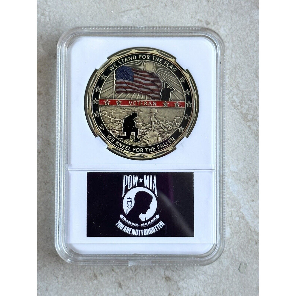 US Military VETERAN Challenge Coin Stand For the Flag Army -Navy - USAF-USMC-USCG