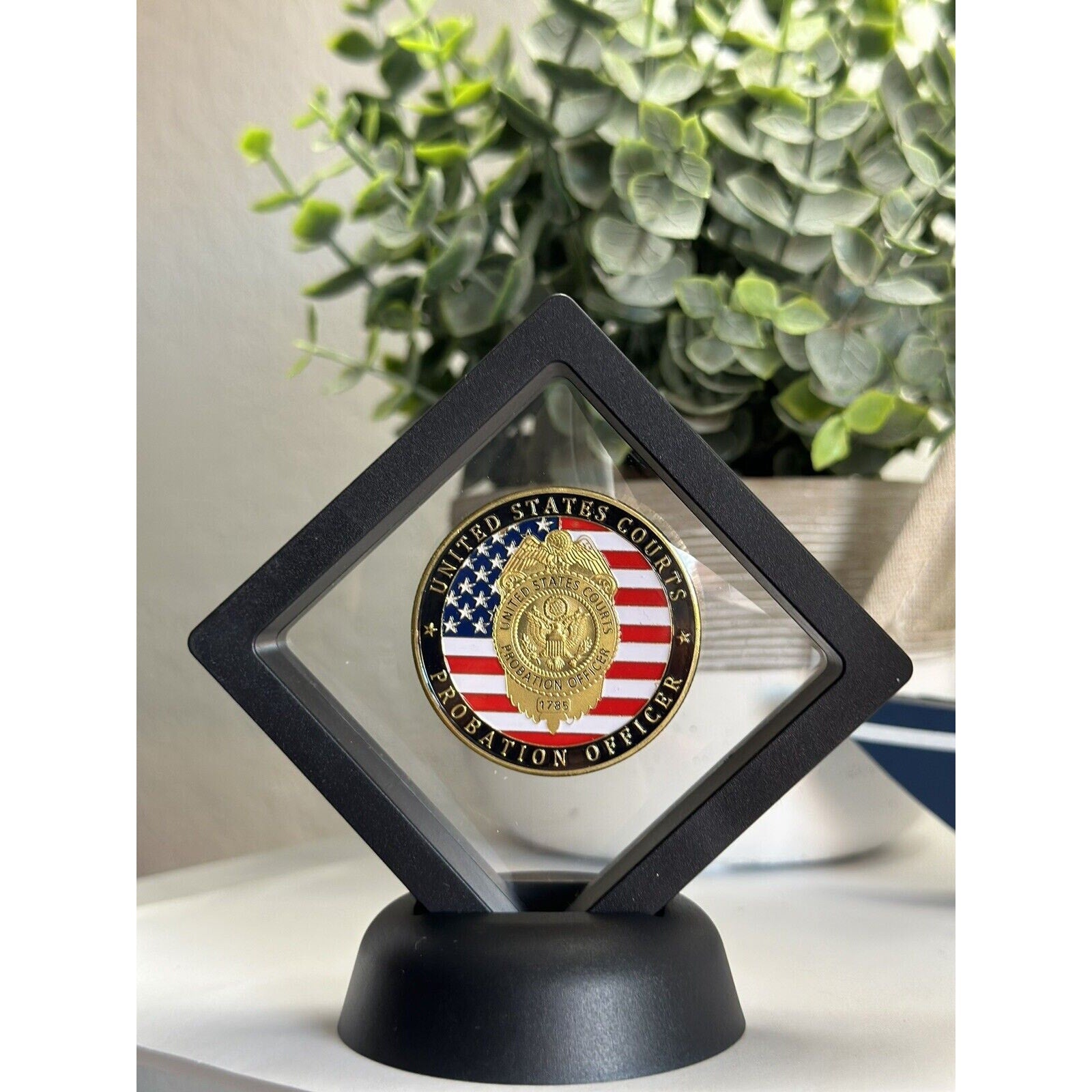 United States PROBATION OFFICER US Courts System Challenge Coin W/ Display Case