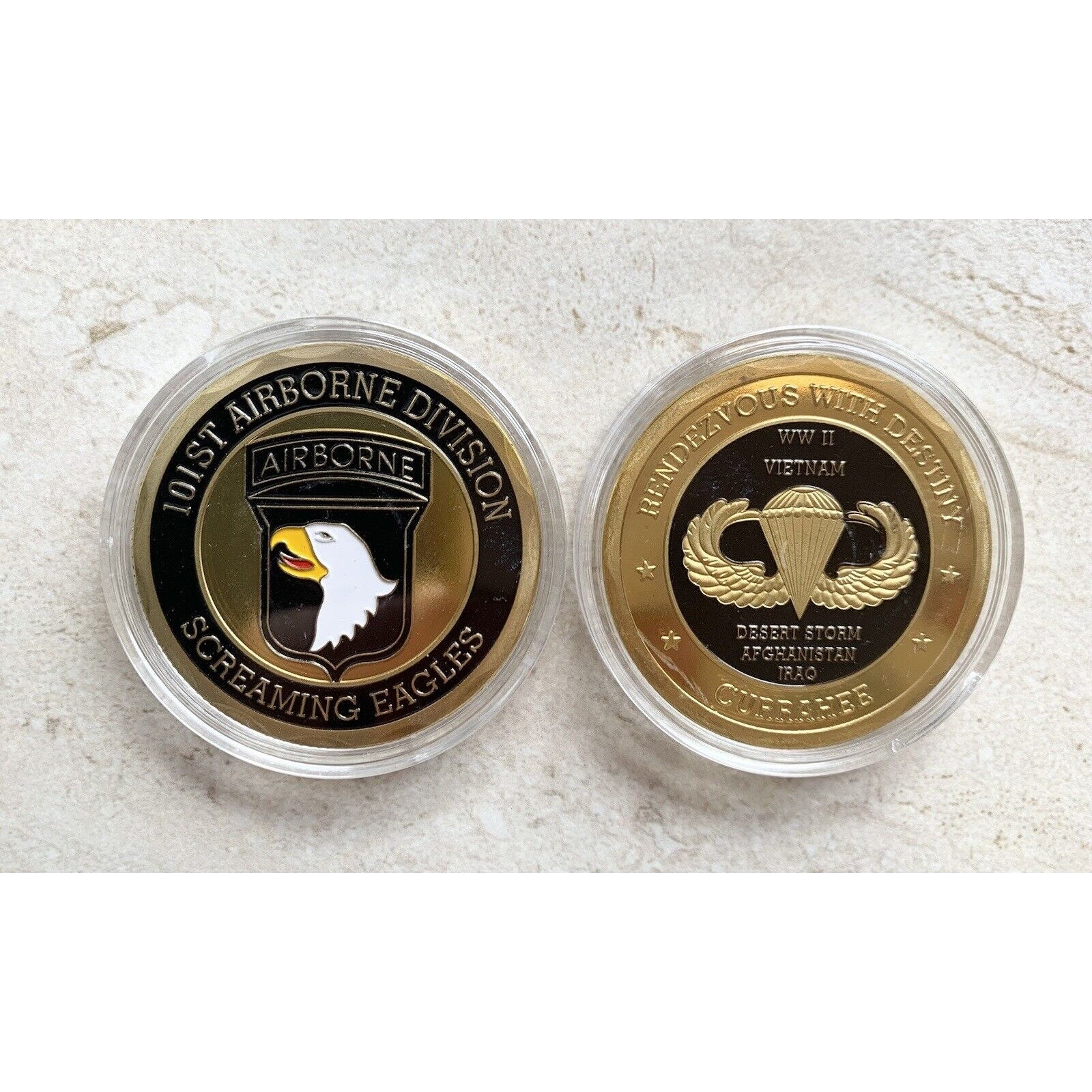 101st Airborne Division U.S. Army Screaming Eagles Challenge Coin w/ velvet case