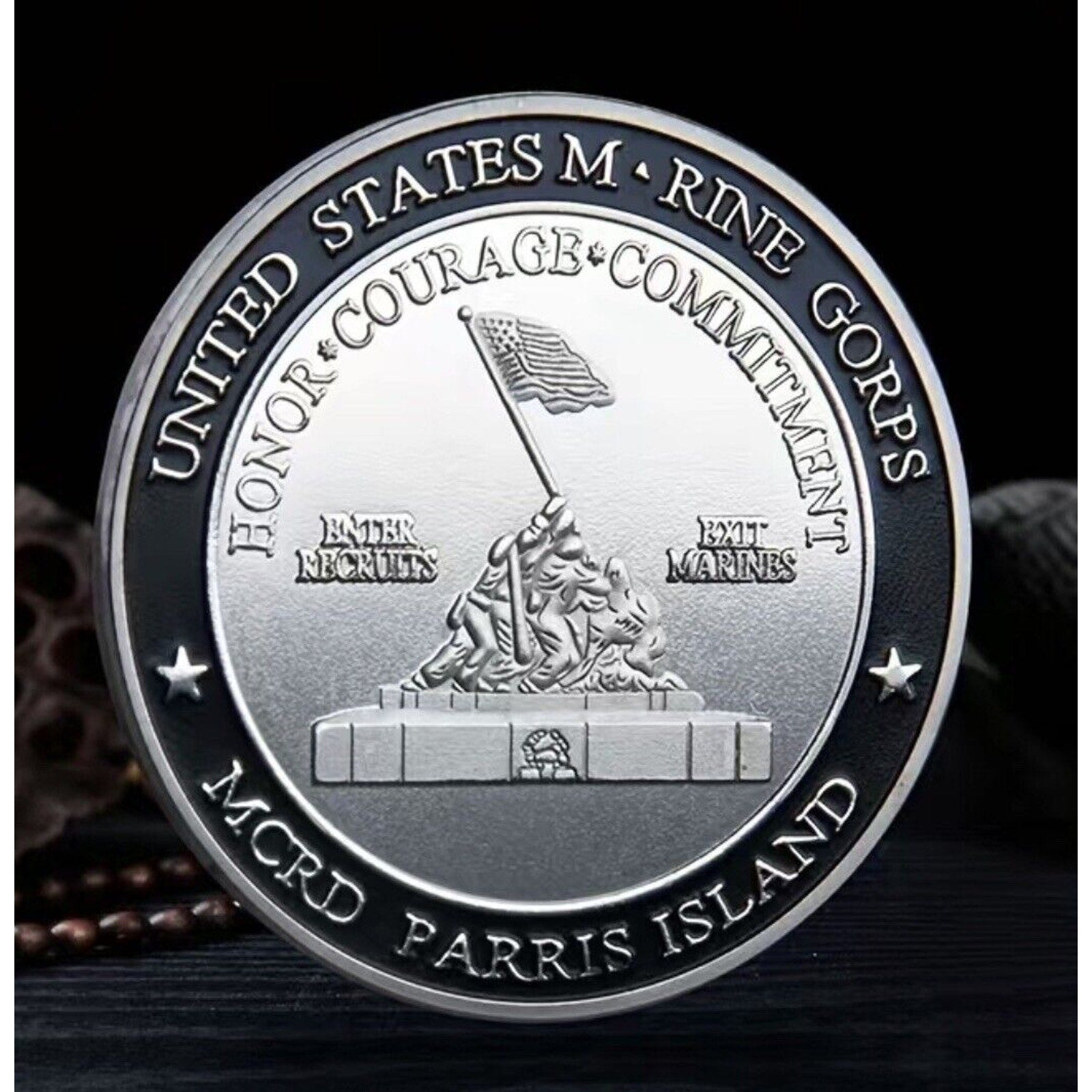Marine Corps Recruit Depot Parris Island Coin with special velvet case
