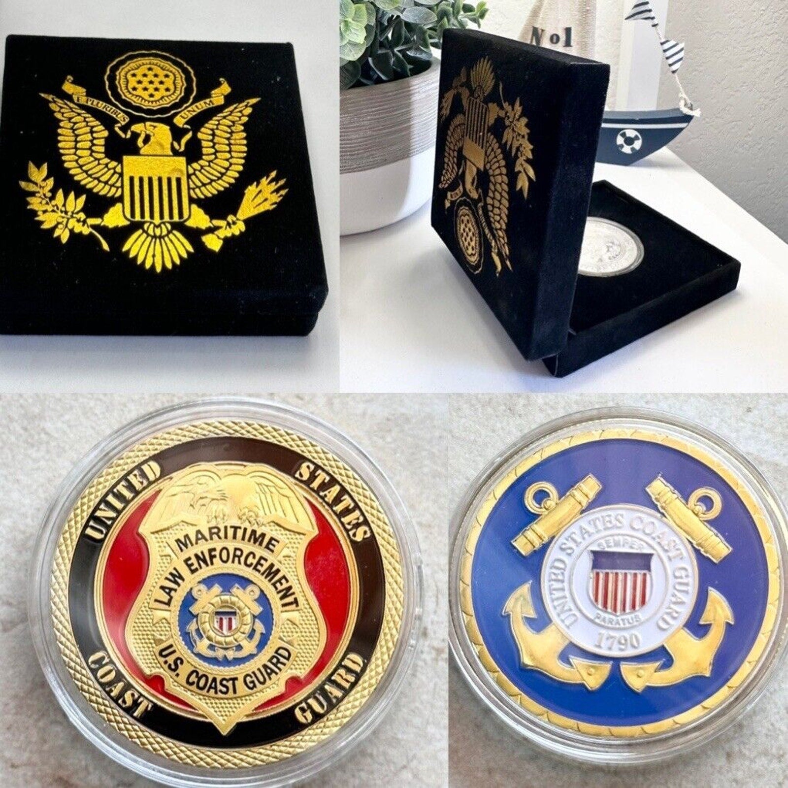 US COAST GUARD MARITIME LAW ENFORCEMENT Challenge Coin with velvet case