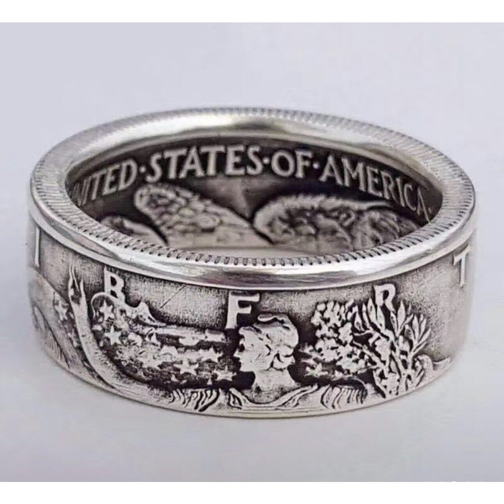 Men Ring Antique Coin Morgan Ring United States Of America Half Dollar 1945 sz 9