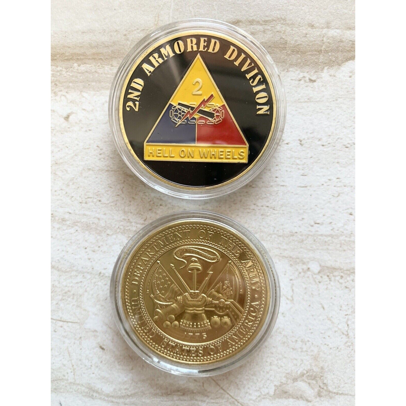 US ARMY 2nd ARMORED DIVISION Hell On Wheels Challenge Coin with velvet case