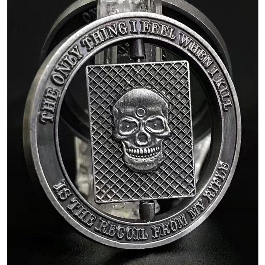 Sniper One Shot One Kill Skull Spinner Military Challenge Coin New