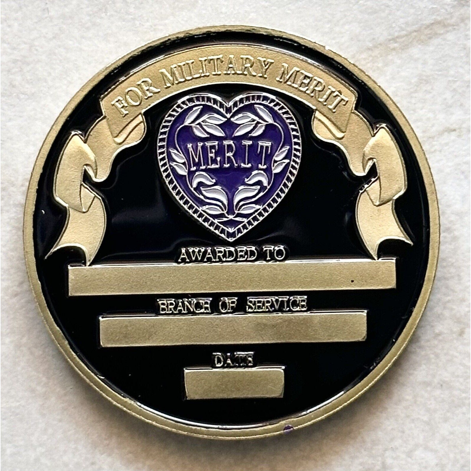 * Purple Heart Military Merit Award Winner-Military Challenge Coin