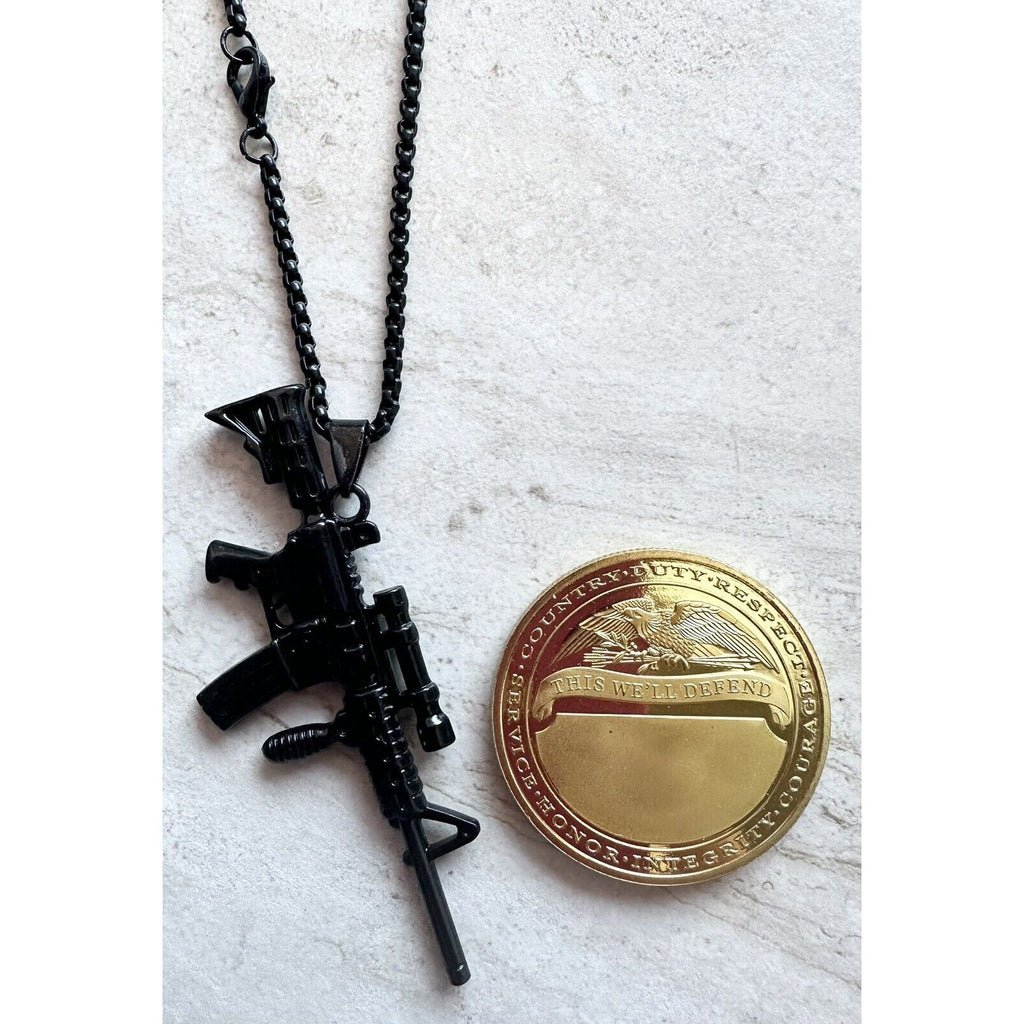 2 pcs U S ARMY SNIPER "ONE SHOT ONE KILL" Challenge Coin & men necklace