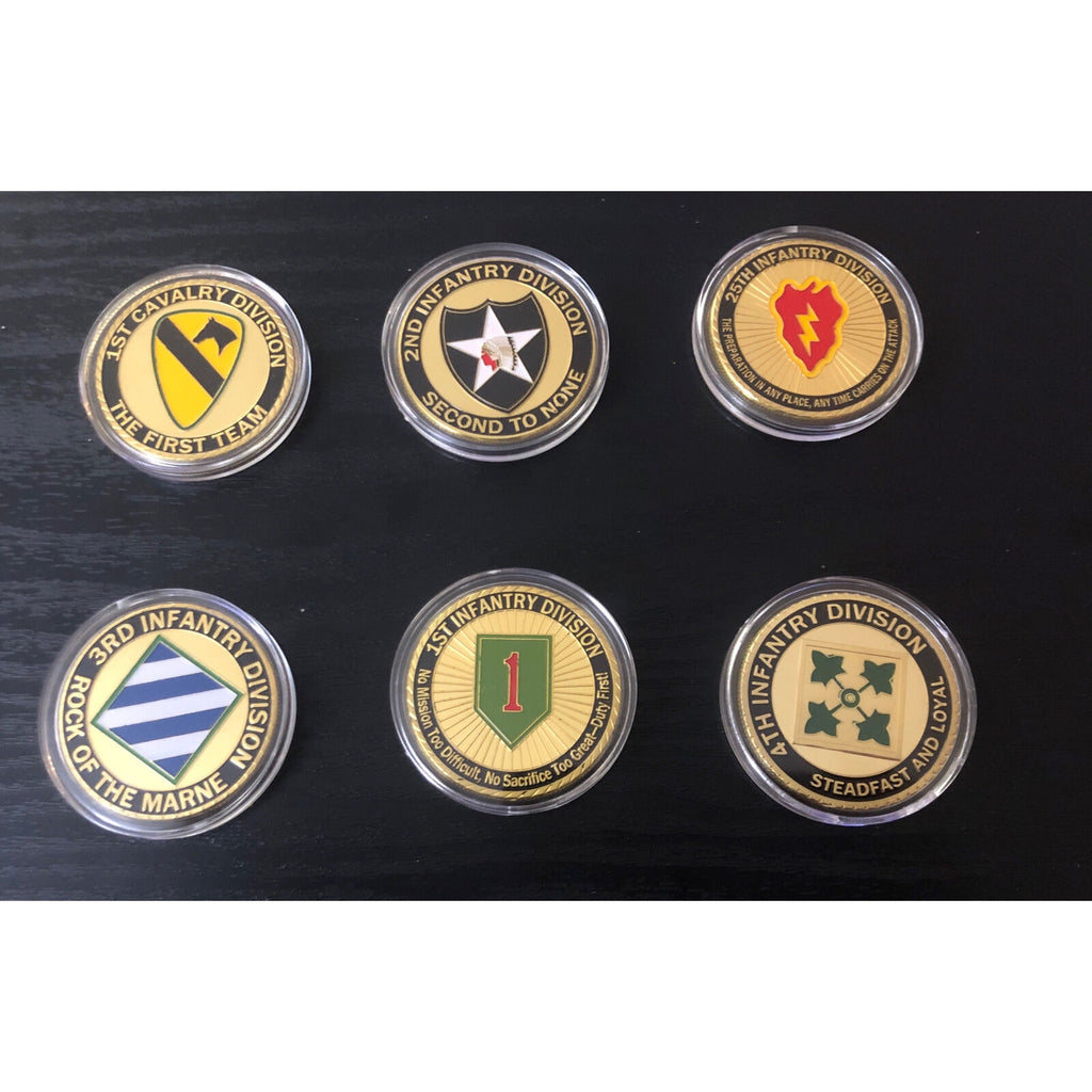 Collection Set ARMY Infantry Division 1st 2nd 3rd 4th 25th 1st Coins