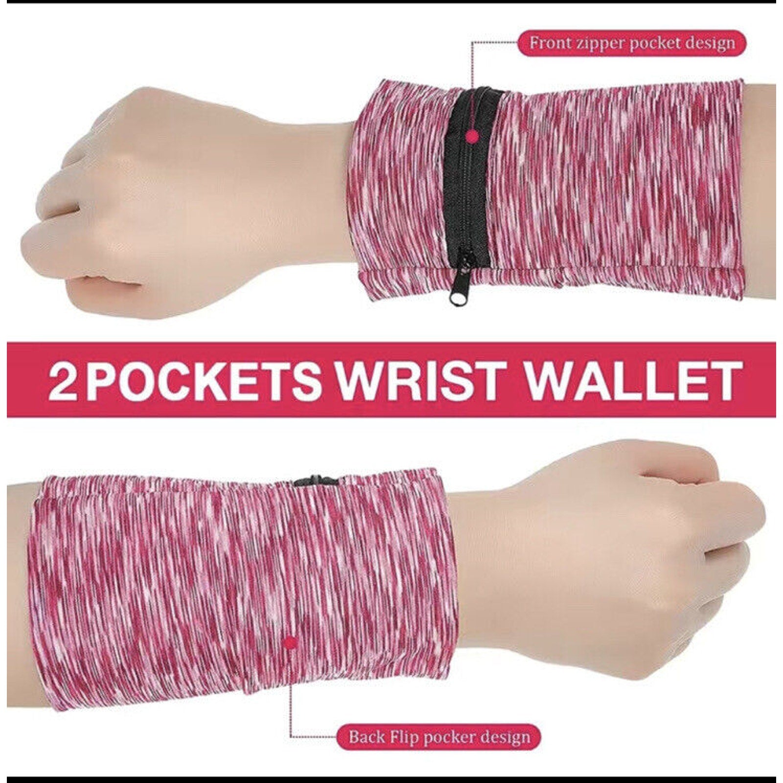 Sport or Travel Secret Hidden pocket Pouch Security Money Sport Pack Bag (pink)