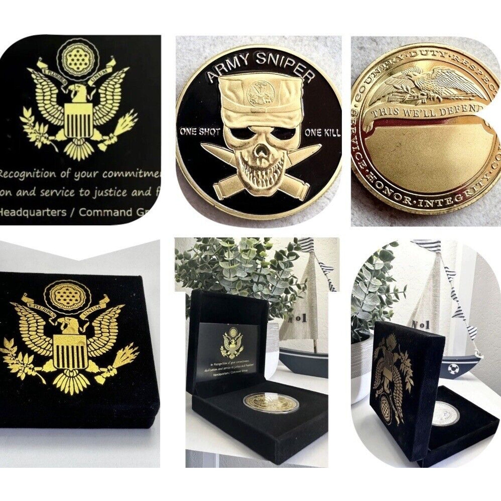 U S ARMY SNIPER "ONE SHOT ONE KILL" Challenge Coin USA ARMY