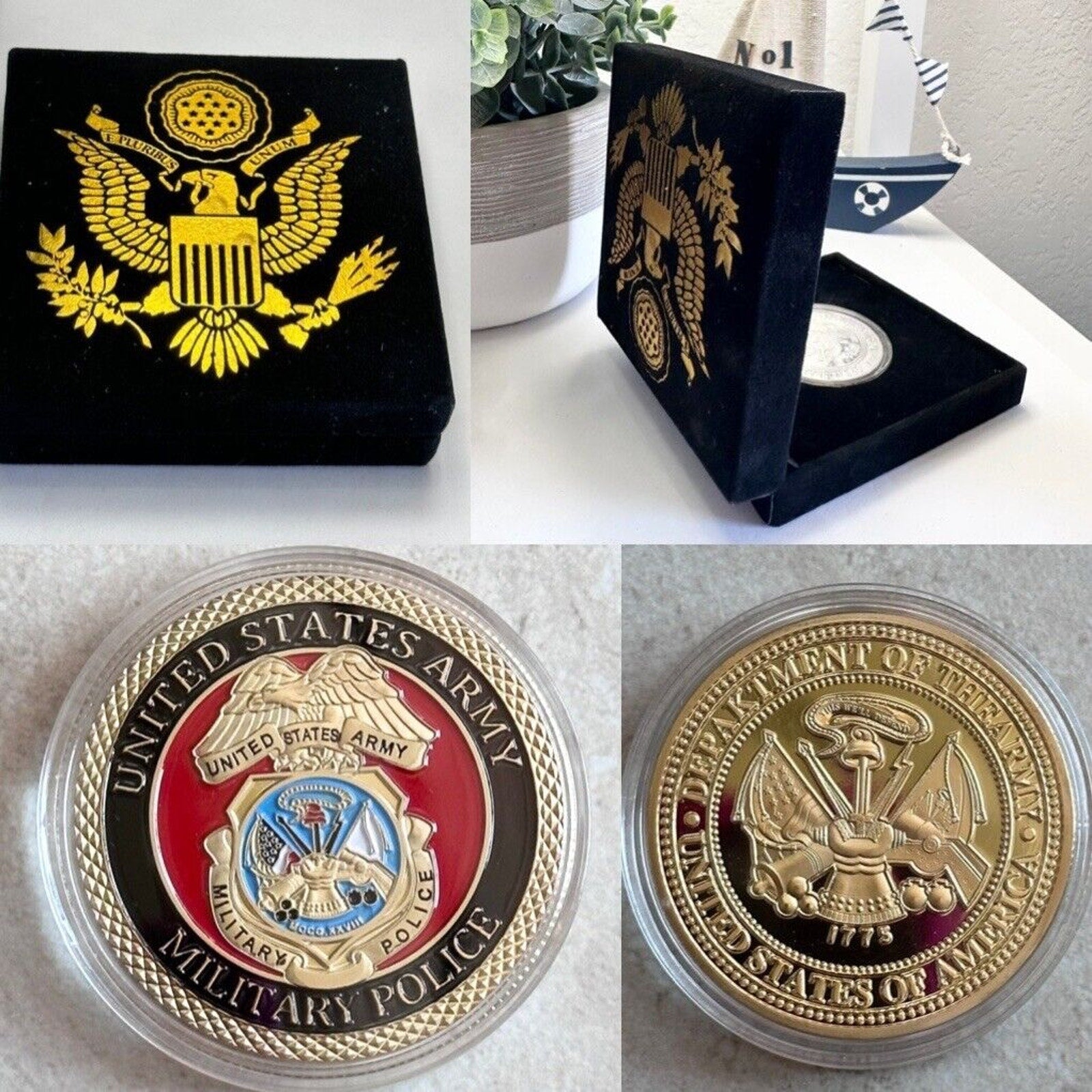 US ARMY MILITARY POLICE Challenge Coin With Velvet Presentation Box