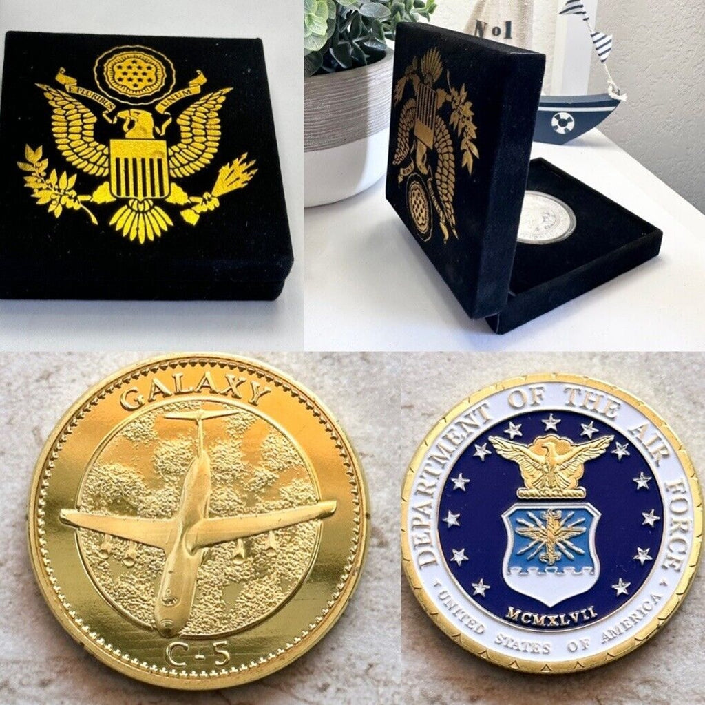 U S AIR FORCE C-5 GALAXY Challenge Coin Come With Special Velvet Case
