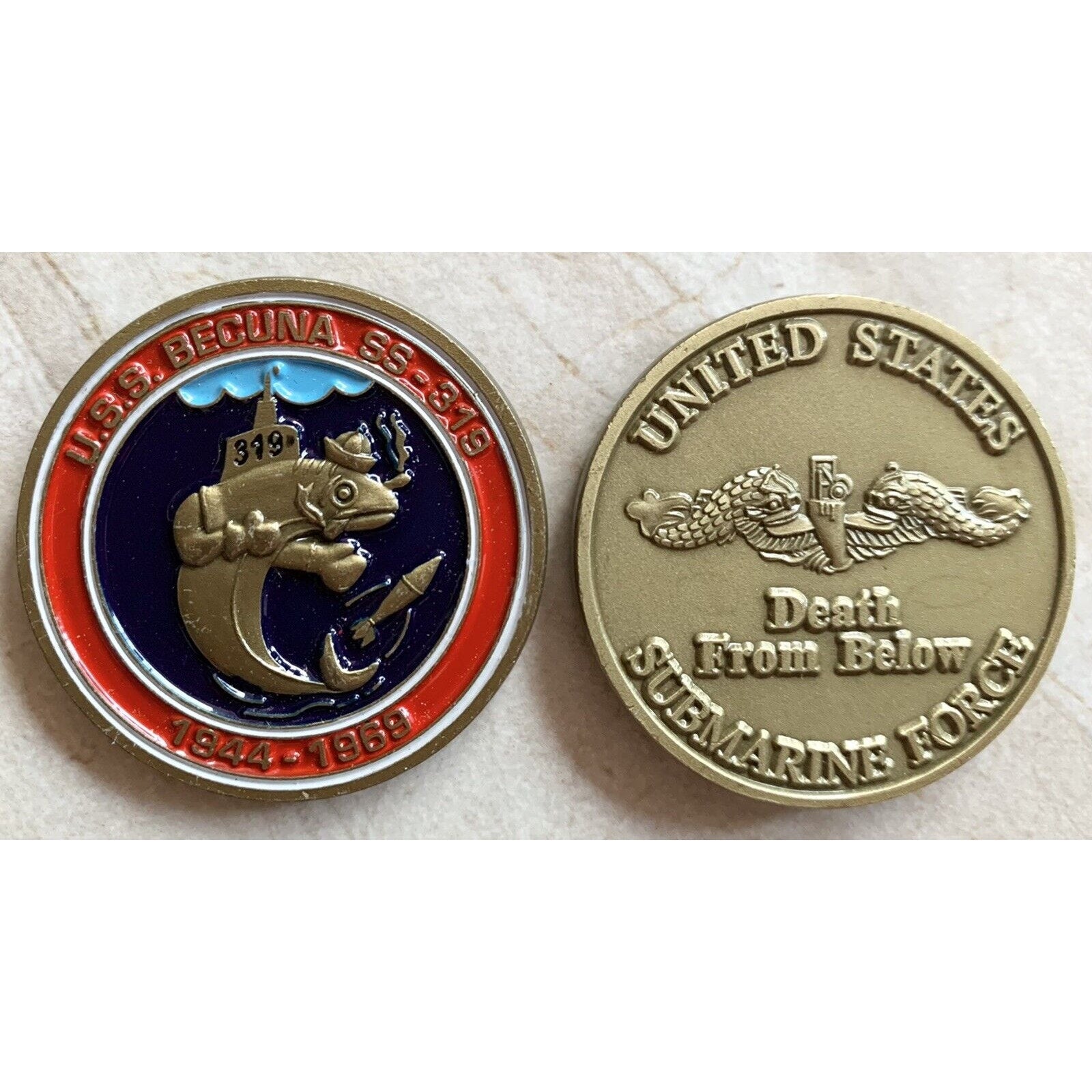 USS Becuna SS 319 Submarine Challenge Coin USN DFB New