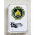 US Army Rank  Sergeant Challenge Coin - E5 With American Flag Case