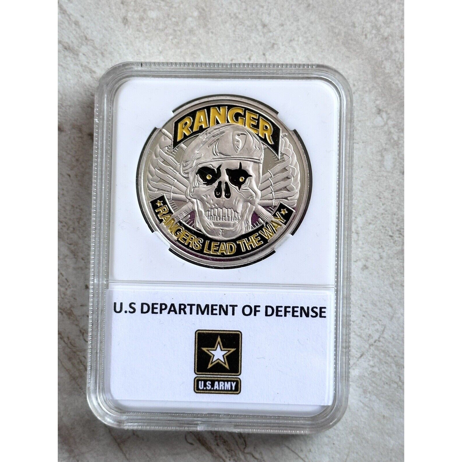 US ARMY RANGER Lead The Way Challenge Coin With Nice Case