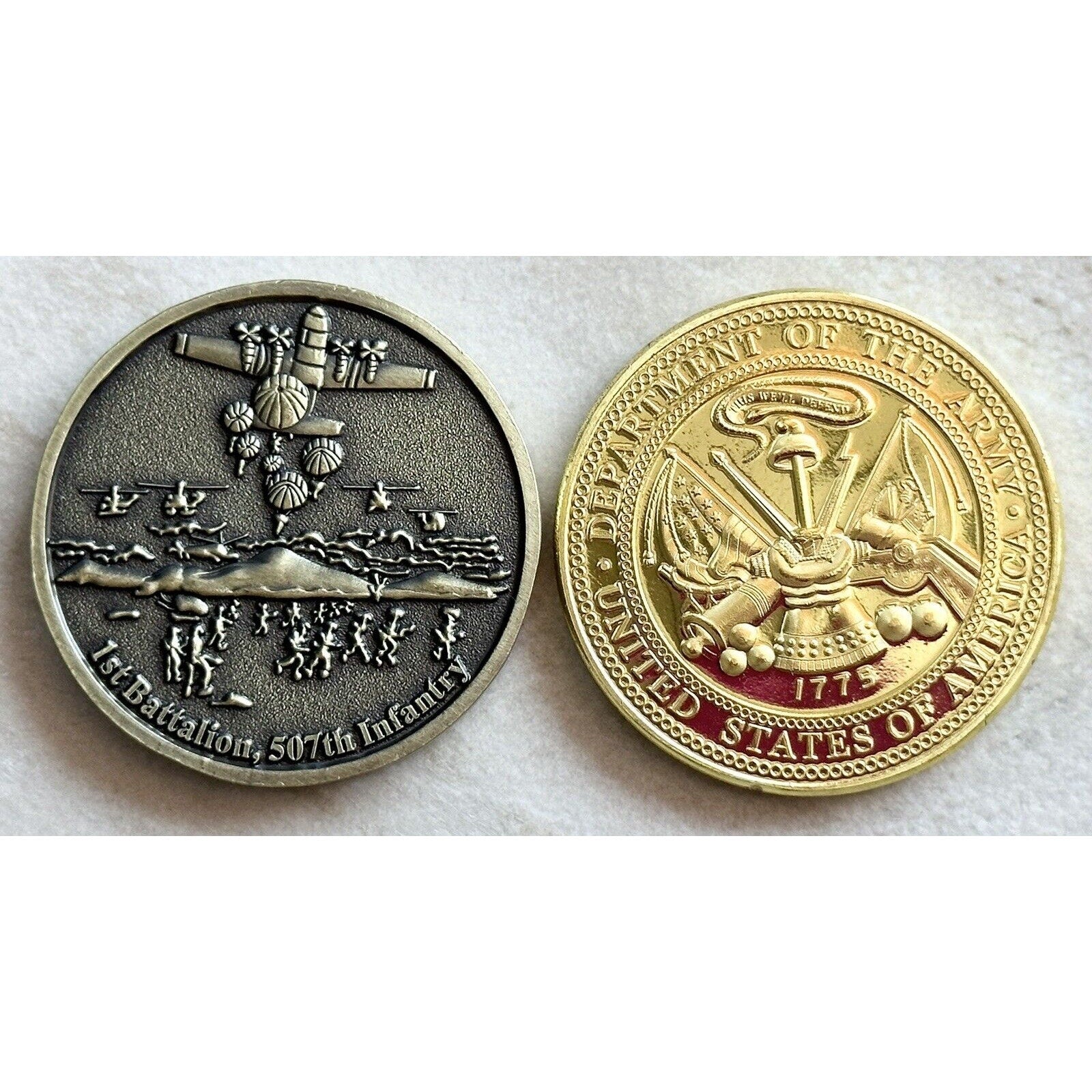 Lot of 2 AIRBORNE School Fort Benning GA 1st Battalion 82nd Airborne Challenge COIN