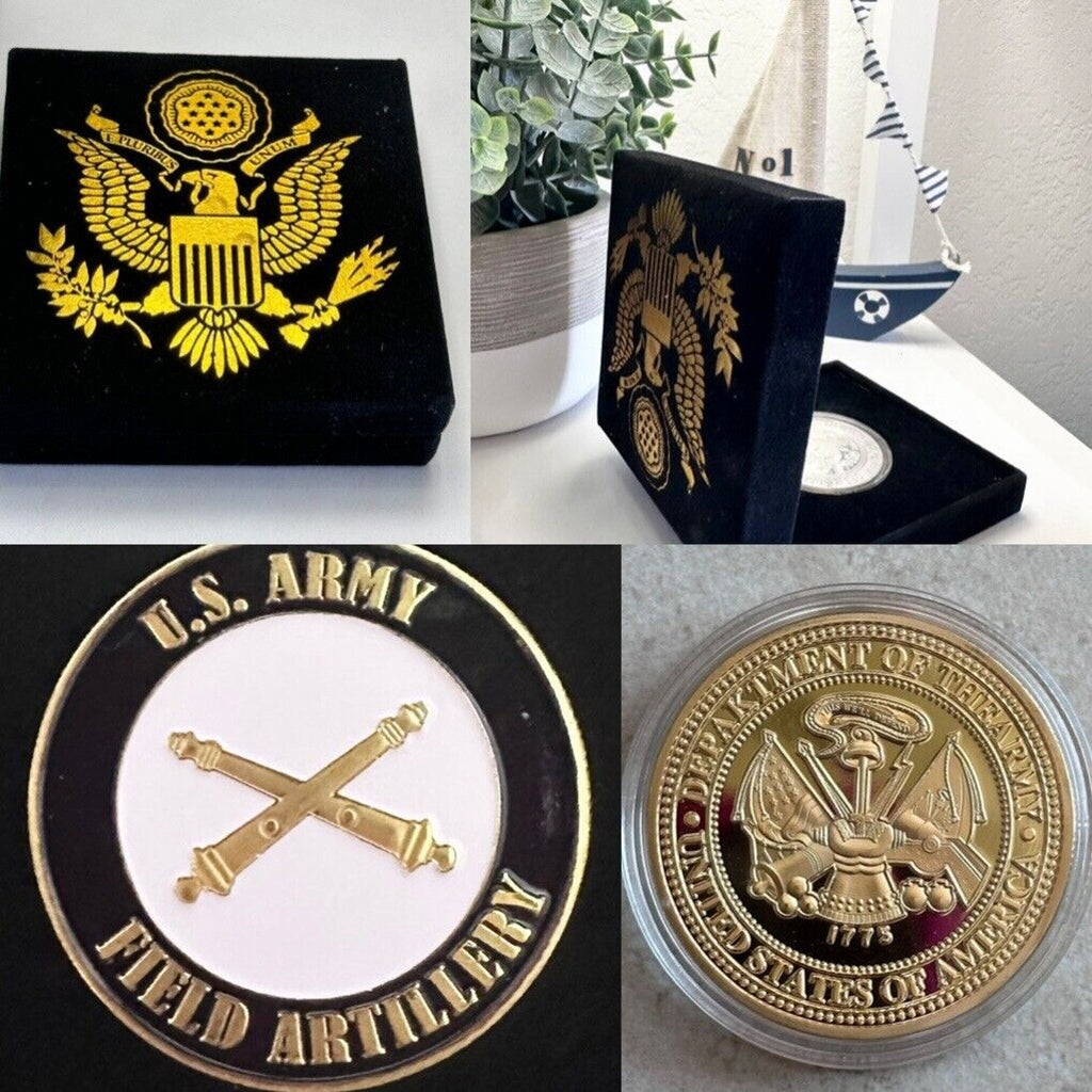 U S ARMY Field Artillery Branch Challenge Coin With Special Velvet Case