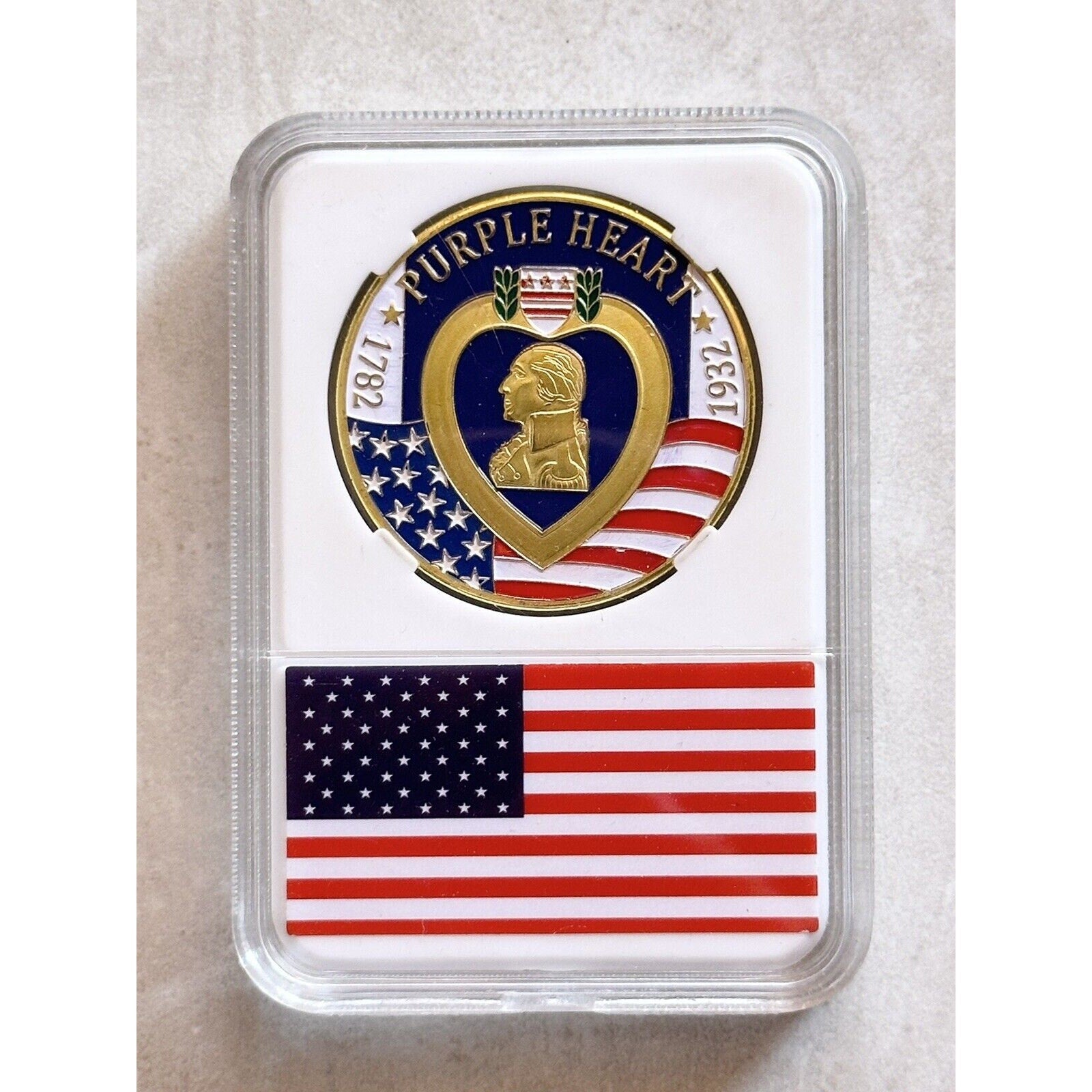 1782-1932 Purple Heart Challenge Coin Come With Case