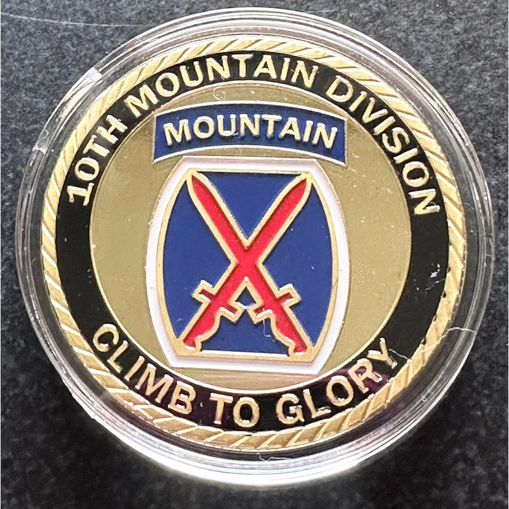 US ARMY "10th MOUNTAIN DIVISION" Challenge Coin with velvet Presentation case