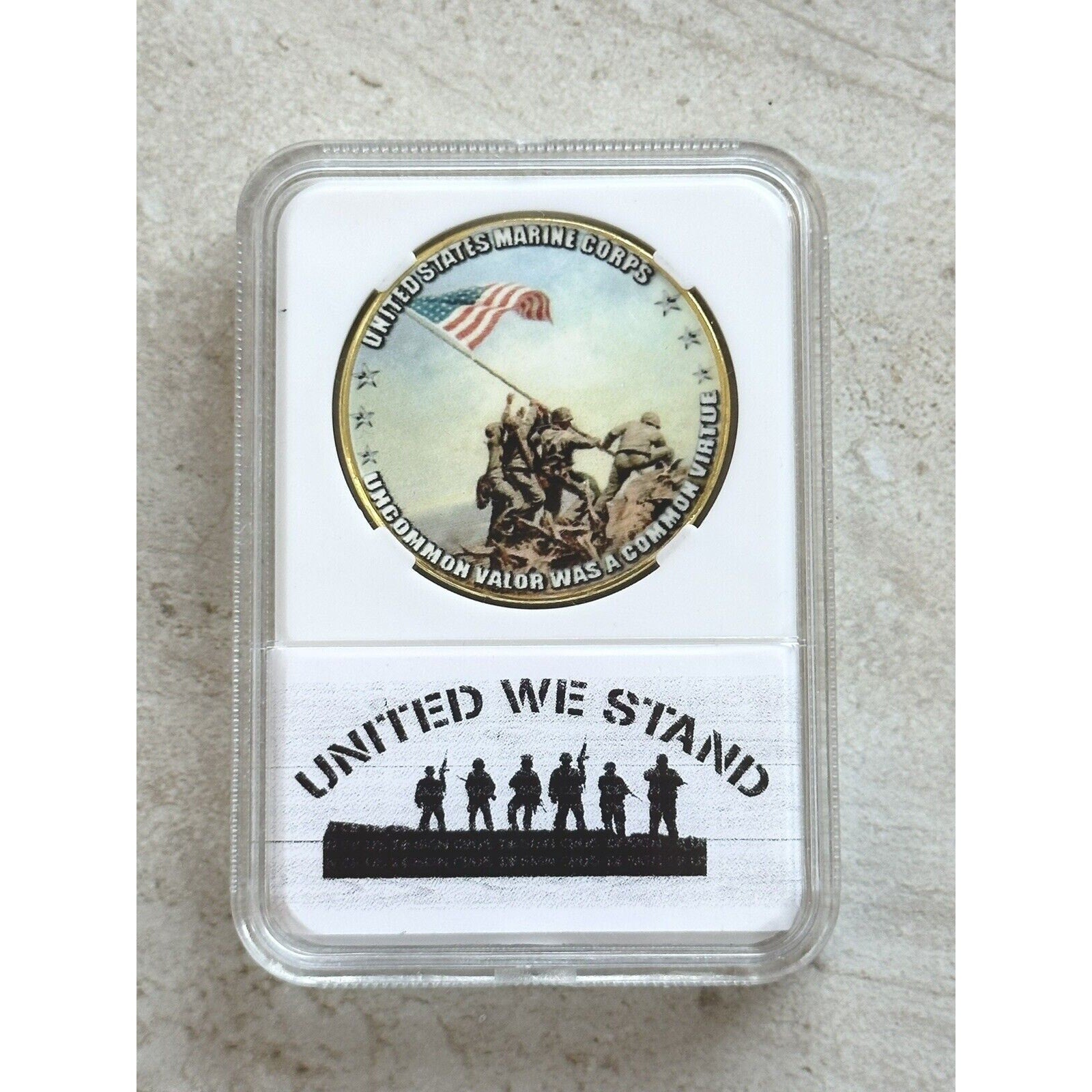 U S MARINES IWO JIMA Challenge Coin with Beautiful Case