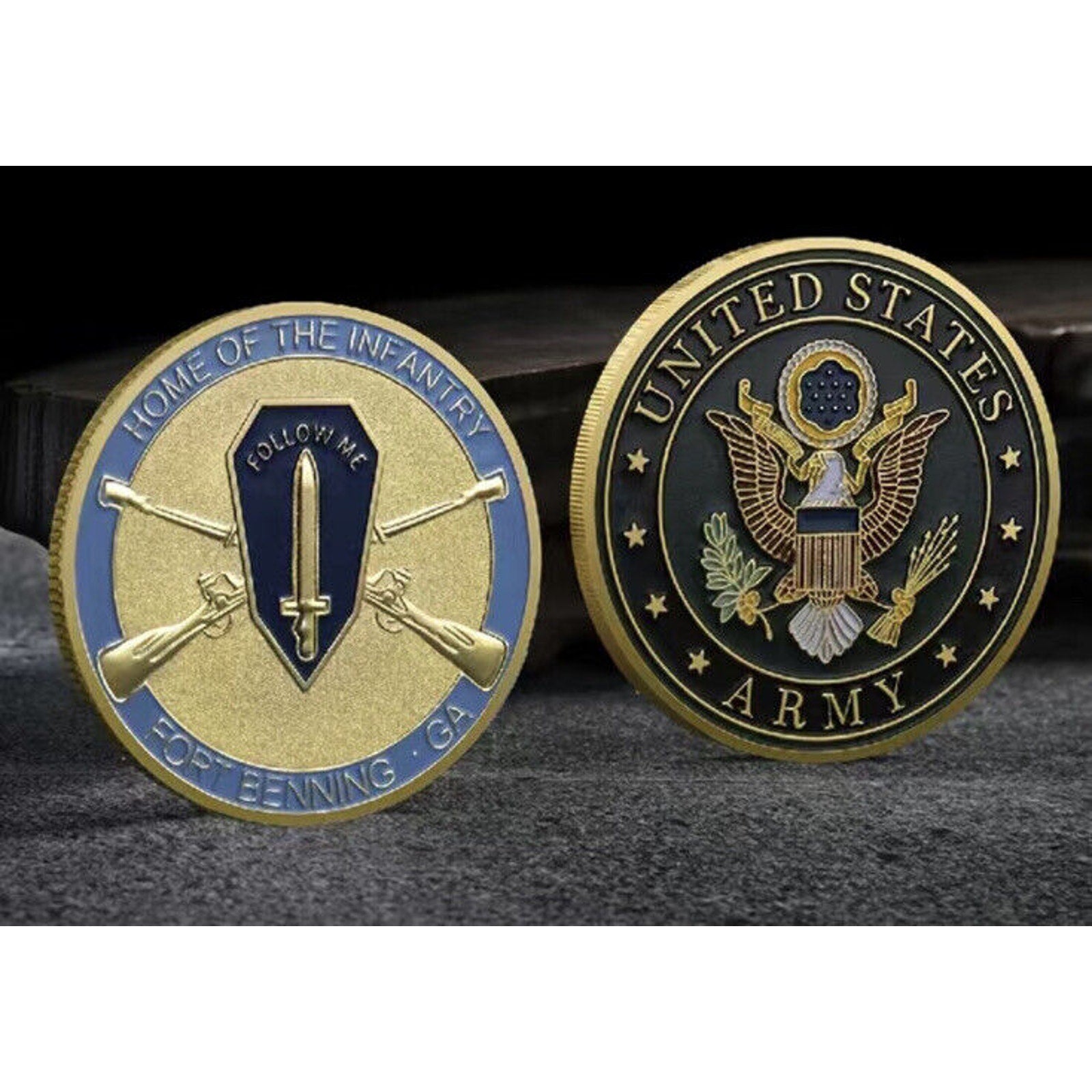 CHALLENGE COIN US ARMY 29TH INFANTRY REGIMENT FT BENNING FOLLOW ME!
