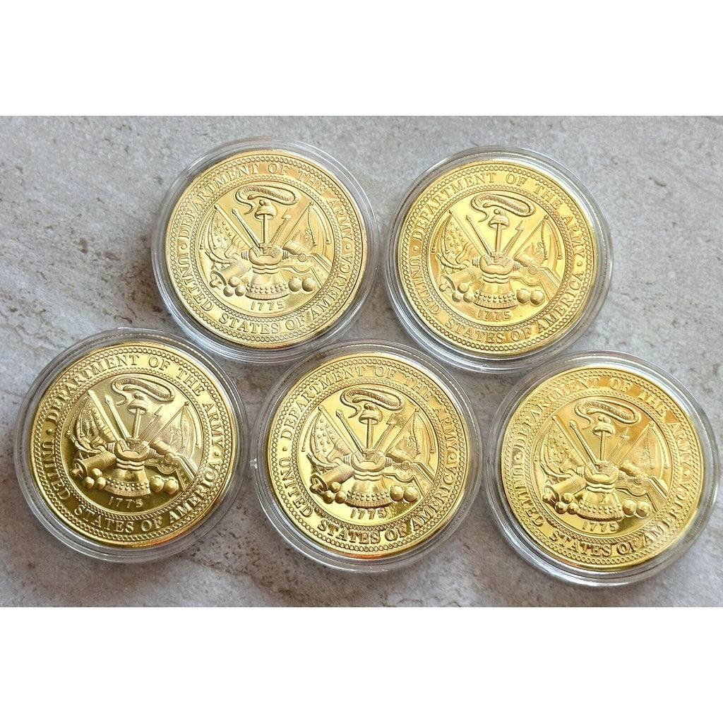 5 Pcs US ARMY Rank E-3, CORPORAL E-4, Sergeant E-5, E-6, E-7 Challenge Coin