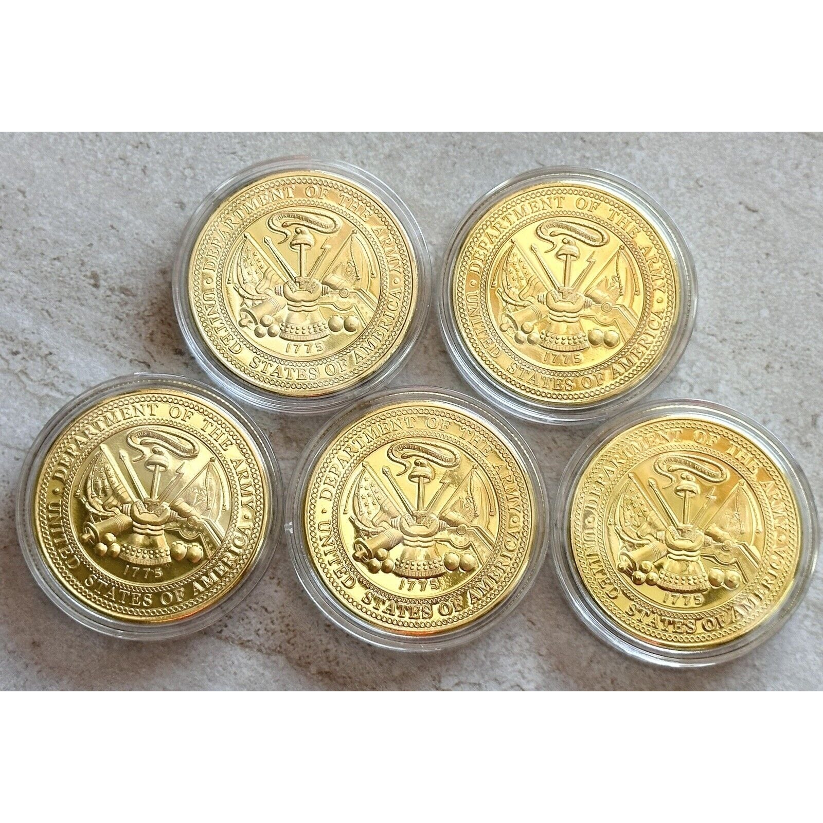 5 Pcs US ARMY Rank E-3, CORPORAL E-4, Sergeant E-5, E-6, E-7 Challenge Coin