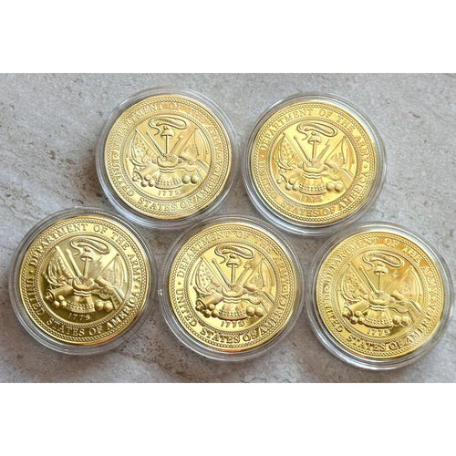 5 Pcs US ARMY Rank E-3, CORPORAL E-4, Sergeant E-5, E-6, E-7 Challenge Coin