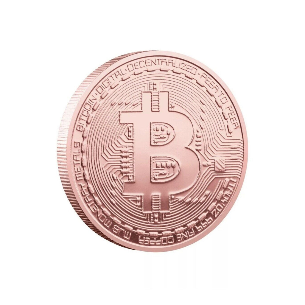 Copper Bitcoin Coin Bit Commemorative Blockchain BTC Collectors Gold Plated New
