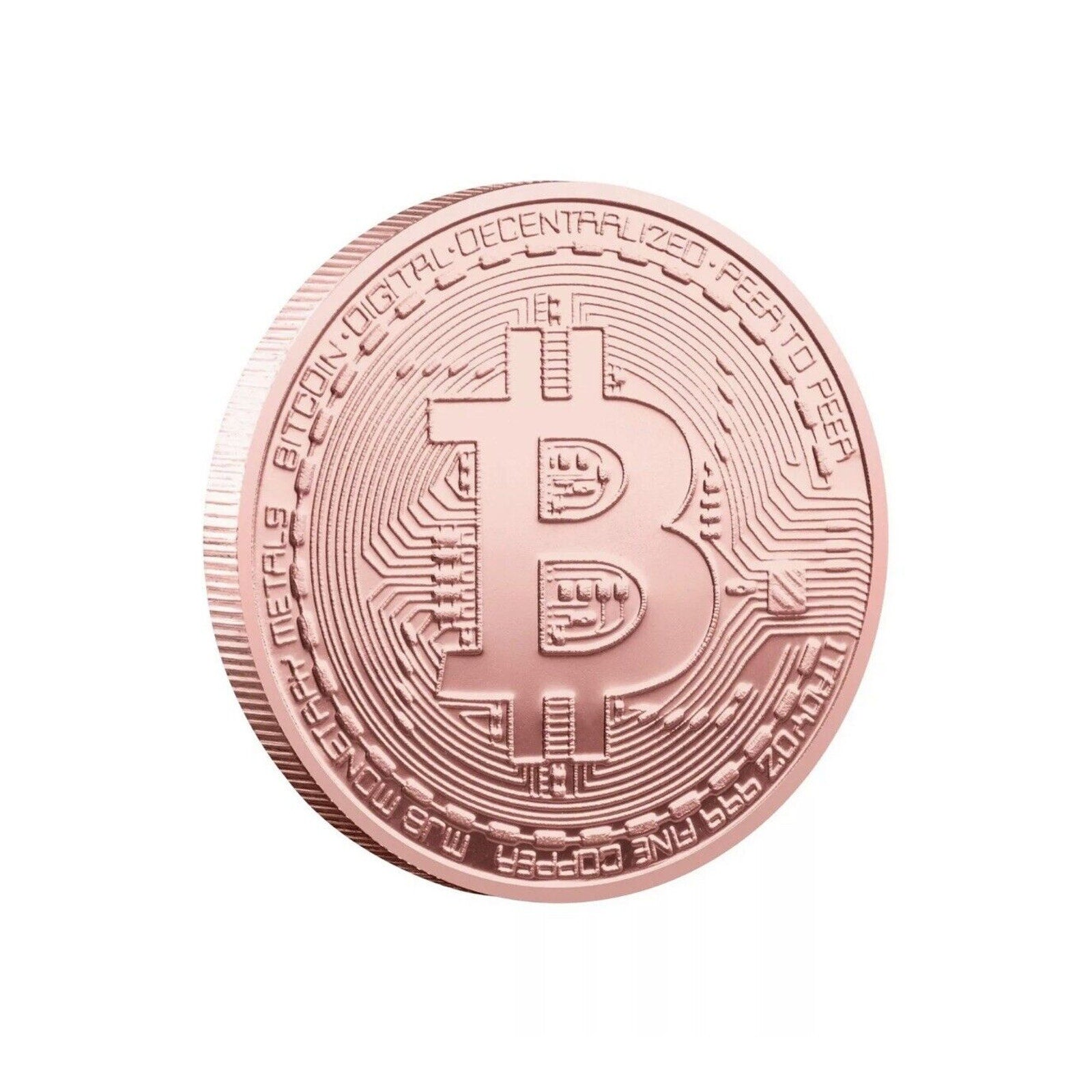 Copper Bitcoin Coin Bit Commemorative Blockchain BTC Collectors Gold Plated New