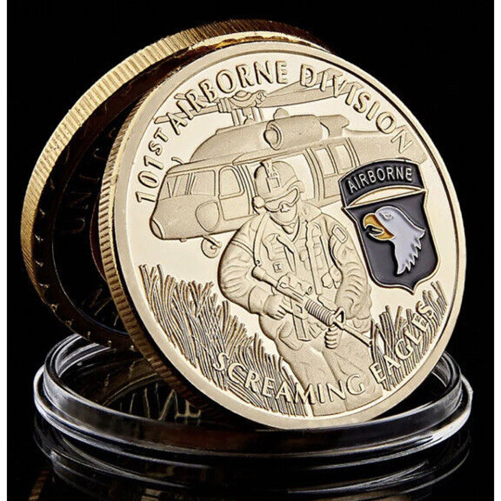 2023 USA Challenge Coin Military 101st Army Airborne Division Gold Collectible
