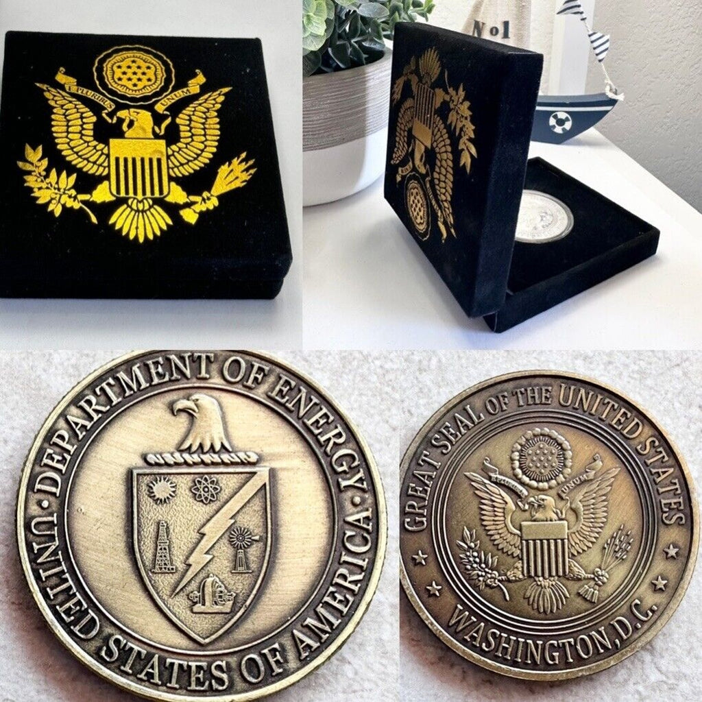 DOE US Department of ENERGY US Government Bronze Plated-Challenge Coin w/ case
