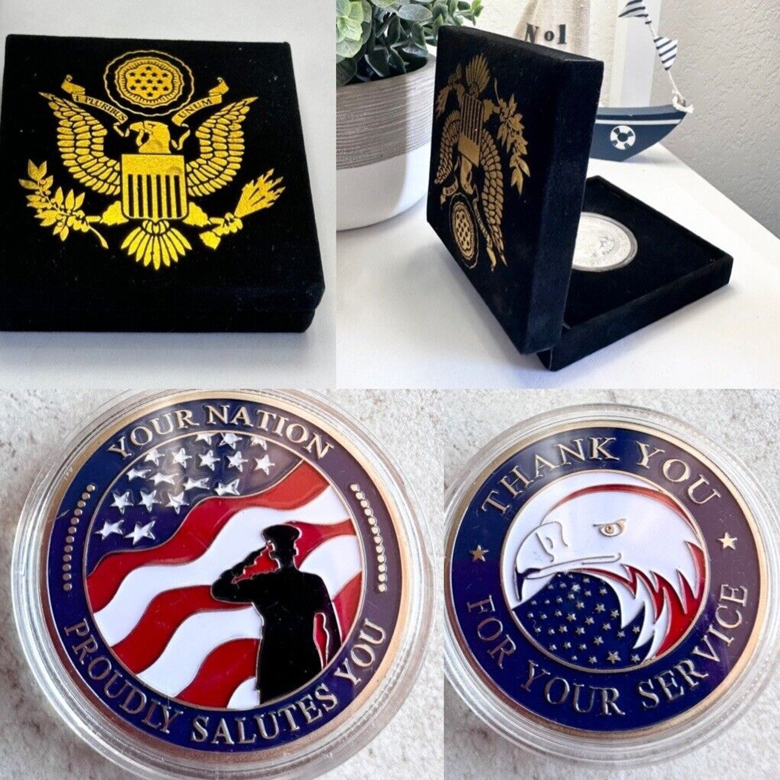 Your Nation Proudly Salutes You, Thank You For Your Service Challenge Coin