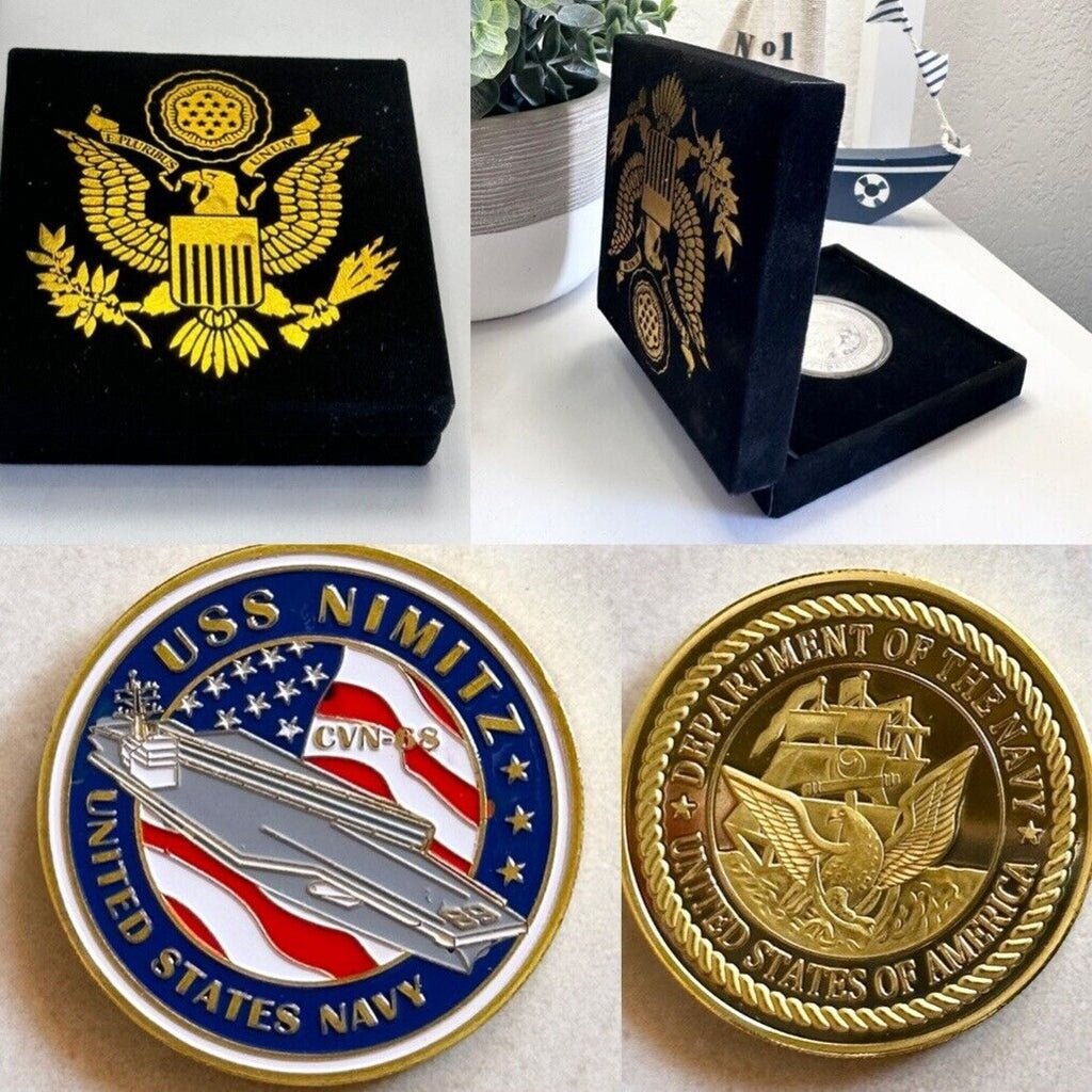 US NAVY - USS NIMITZ CVN-68 Challenge Coin With Velvet Case