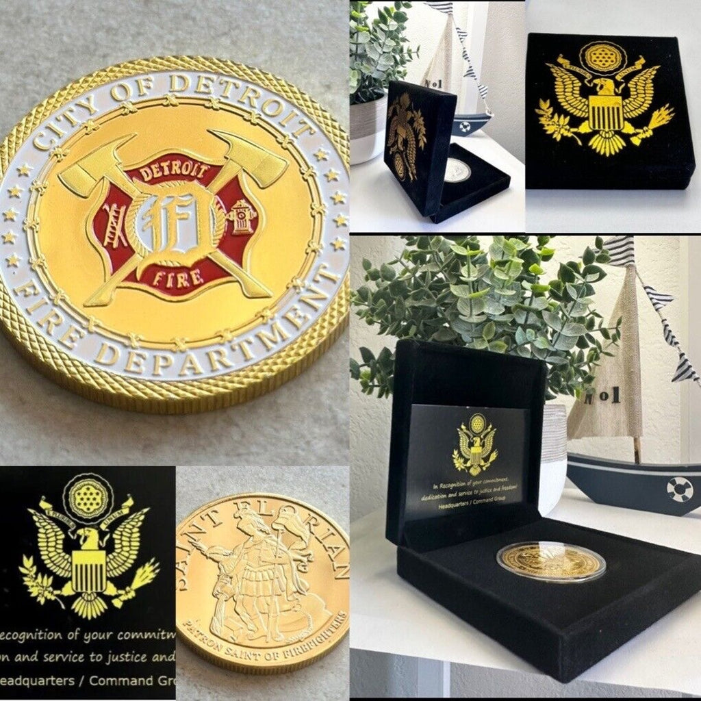 DETROIT Fire Dept. Challenge Coin With Special Velvet Case.