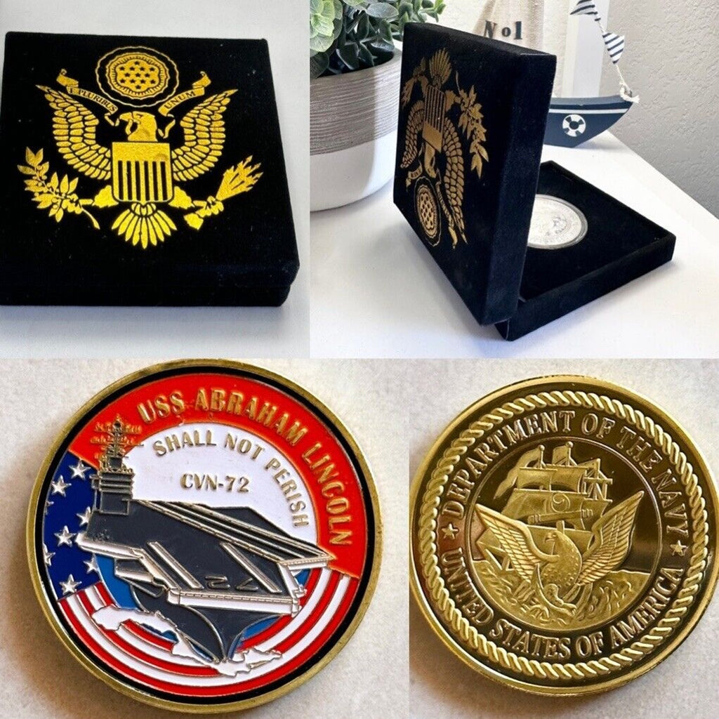 US NAVY USS ABRAHAM LINCOLN CVN-72 Challenge Coin With Velvet Case